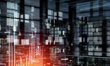 Gece ofis iç. Karışık teknik