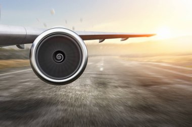 Uçak pist üzerinde. Karışık teknik