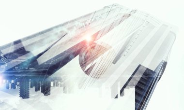 İş Merkezi arka plan. Karışık teknik