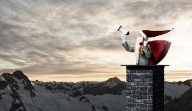 Noel Baba geldi bile. Karışık teknik