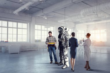 Uzay elbisesi tasarımı bilim adamları. Karışık teknik