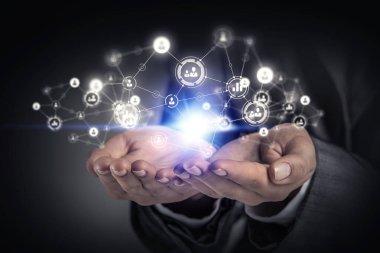 Sosyal ağ şeması. Karışık ortam