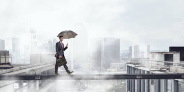 Korkusuz işadamı üstesinden zorluk. Karışık teknik