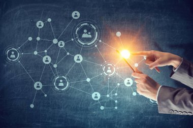 Kablosuz bağlantı ve yeni teknoloji kavramı. Karışık teknik