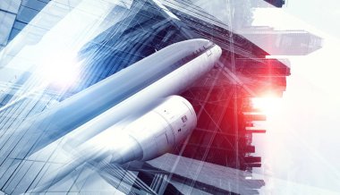 İş Merkezi arka plan. Karışık teknik