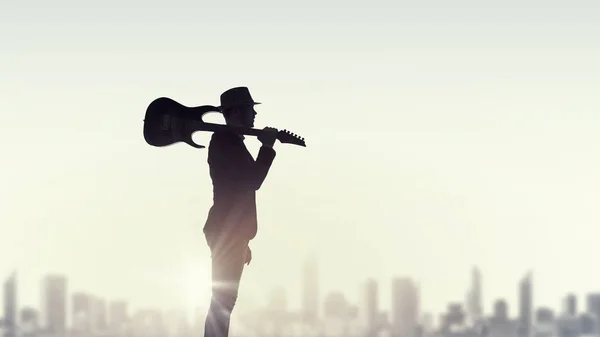 Elegante gitarist silhouet — Stockfoto