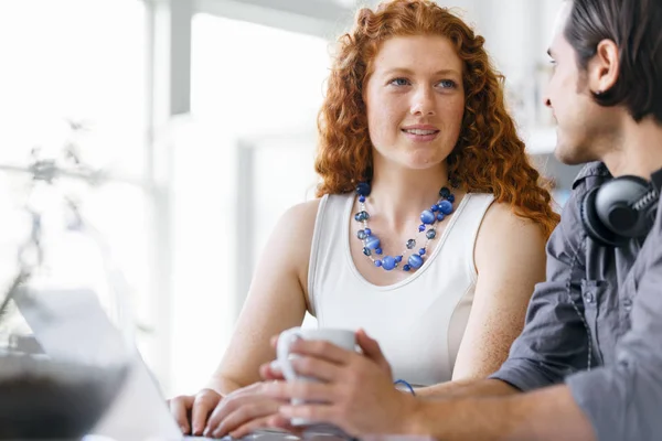 Two young people in office — Stock Photo, Image