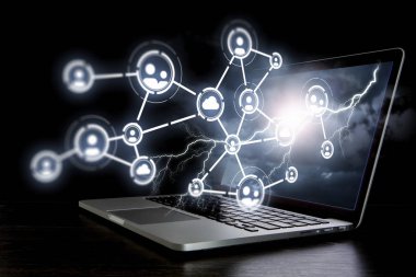 Sosyal bağlantı ve ağ. Karışık teknik