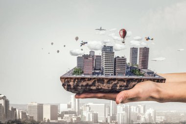 Mini şehir tasarım. Karışık teknik