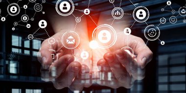 Sosyal ağ şeması. Karma ortam. Karışık teknik