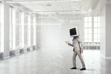 Başlı iş adamı izlemek. Karışık teknik