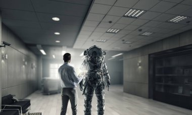 Uzay elbisesi tasarımı bilim adamları. Karma ortam. Karışık teknik