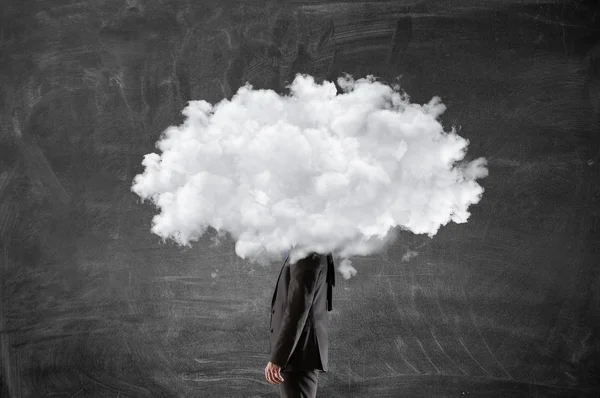 Cloud headed businessman . Mixed media — Stock Photo, Image