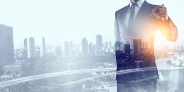 İşadamı çizmek üstünde perde