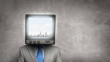 Başlı iş adamı izlemek. Karışık teknik