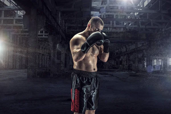Box fighter trainning. Mixed media — Stock Photo, Image