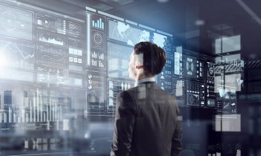 Modern ofis iş adamı. Karışık teknik