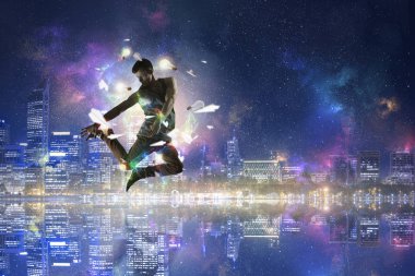 B-boy bazı performans taşır. Karışık teknik