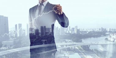 İşadamı çizmek üstünde perde