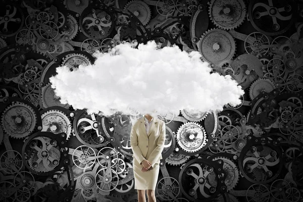 Cloud v čele žena. Kombinovaná technika — Stock fotografie