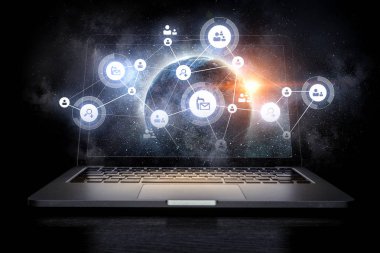 Sosyal bağlantı ve ağ. Karışık teknik