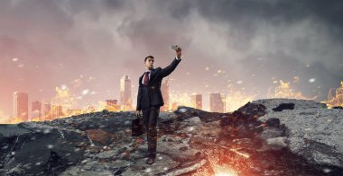 Senin en iyi selfie yakalamak. Karışık teknik