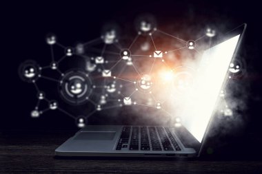 Sosyal bağlantı ve ağ. Karışık teknik