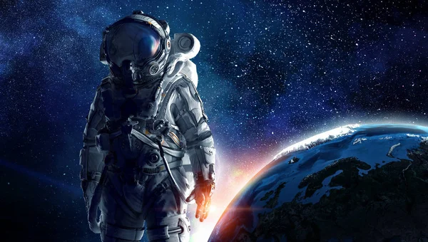 A világűr űrhajós. Vegyes technika — Stock Fotó