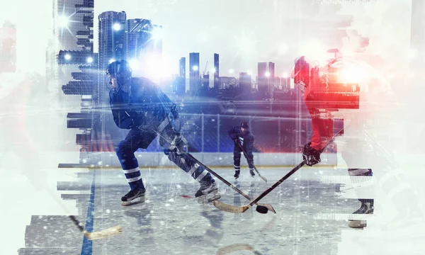 Хокеїстів на льоду — стокове фото