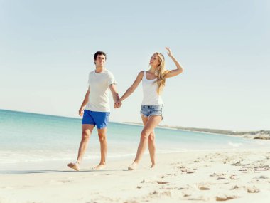 plaj romantik genç Çift