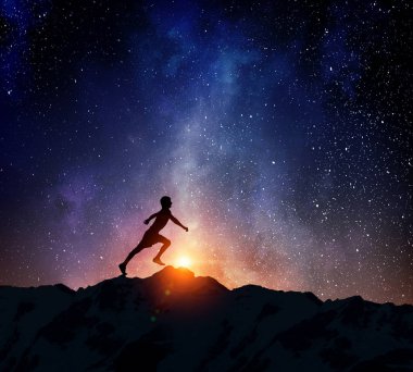 Geceleri çalışan koşucu. Karışık teknik