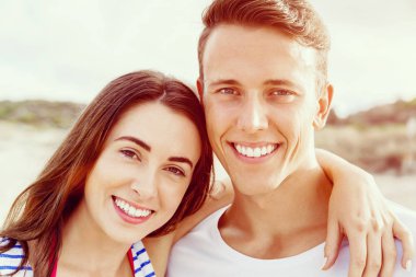 plaj romantik genç Çift