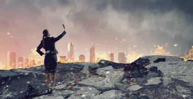 Senin en iyi selfie yakalamak. Karışık teknik