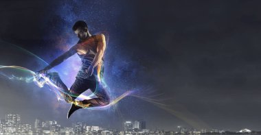 B-boy bazı performans taşır. Karışık teknik