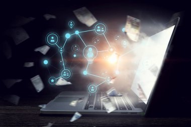 Sosyal bağlantı ve ağ. Karışık teknik