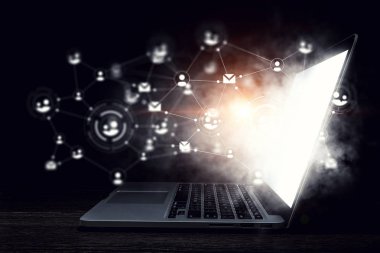 Sosyal bağlantı ve ağ. Karışık teknik