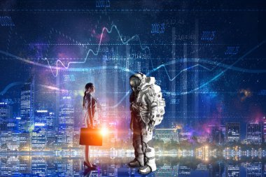 Uzay elbisesi tasarımı bilim adamları. Karışık teknik