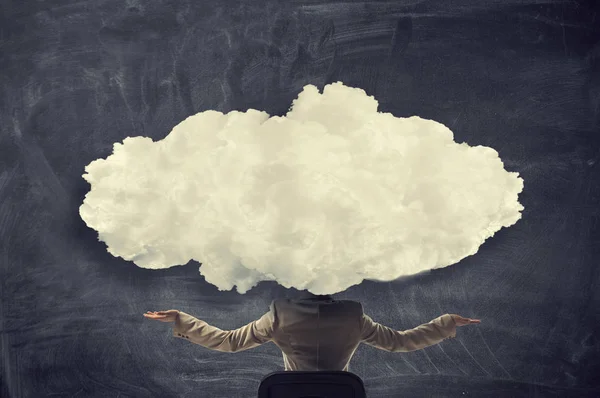 Mujer de cabeza nublada. Medios mixtos —  Fotos de Stock