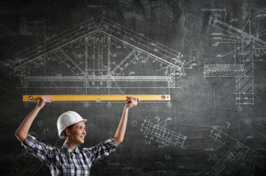 Önlemler alan Oluşturucusu kadın. Karışık teknik