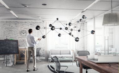 Ağ ve sosyal bağlantı. Karışık teknik