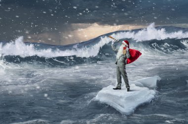 Seyir için yol Noel Baba. Karışık teknik