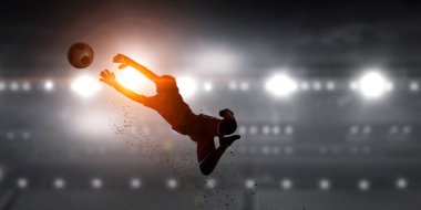 Kaleci oyuncu eylem. Karışık teknik