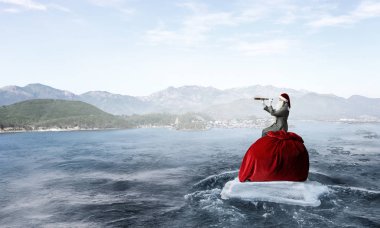 Seyir için yol Noel Baba. Karışık teknik