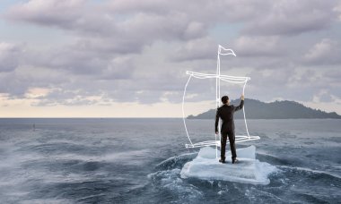 Yüzen buz kütlesi buz denizde sörf