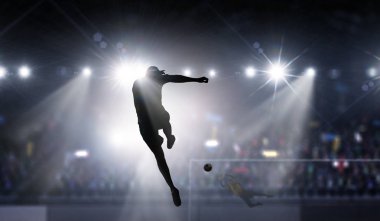 Eylem futbol oyuncusu. Karışık teknik