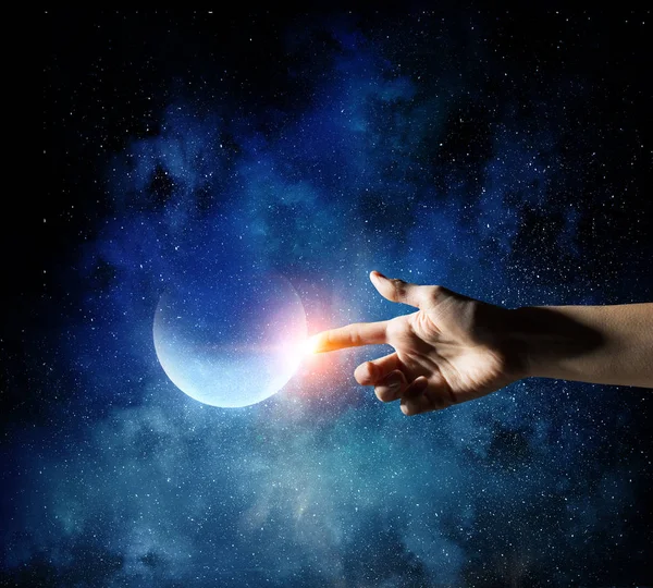 Moon in hand — Stock Photo, Image