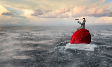 Seyir için yol Noel Baba. Karışık teknik