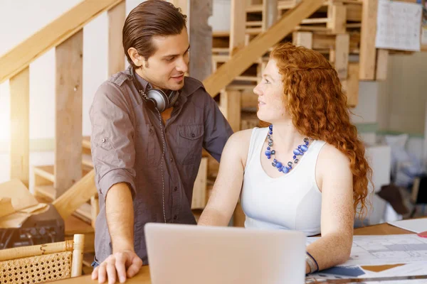 Two young people in office — Stock Photo, Image