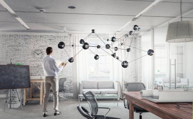 Ağ ve sosyal bağlantı. Karışık teknik