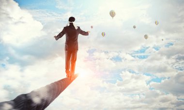 Riskli ve cesur adam. Karışık teknik